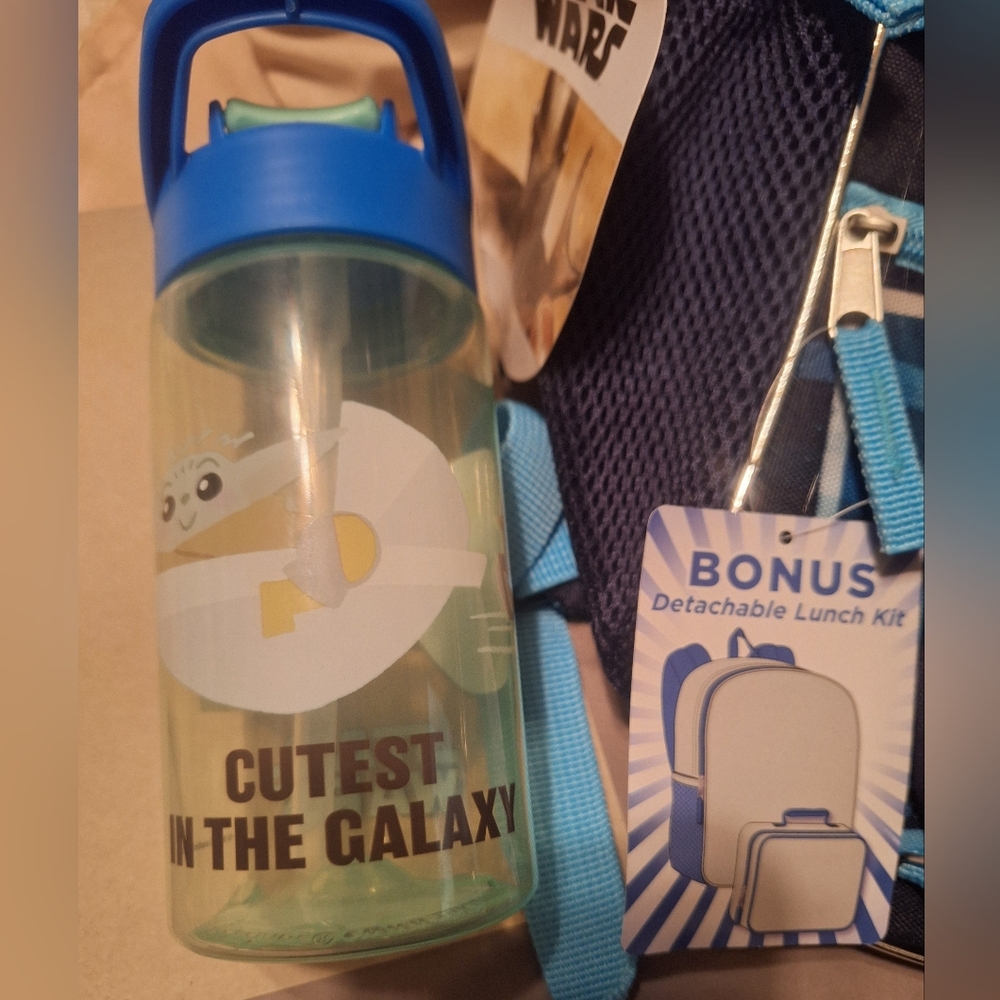 NWT Disney Star Wars Baby Yoda Backpack,Lunch Bag & Water Bottle - Picture 9 of 10